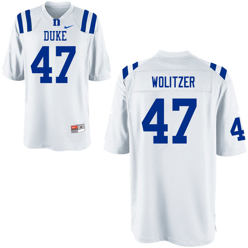 Men #47 Ryan Wolitzer Duke Blue Devils College Football Jerseys Sale-White - Click Image to Close